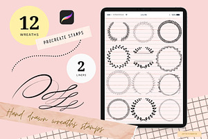 Procreate Hand Drawn Wreath Stamps