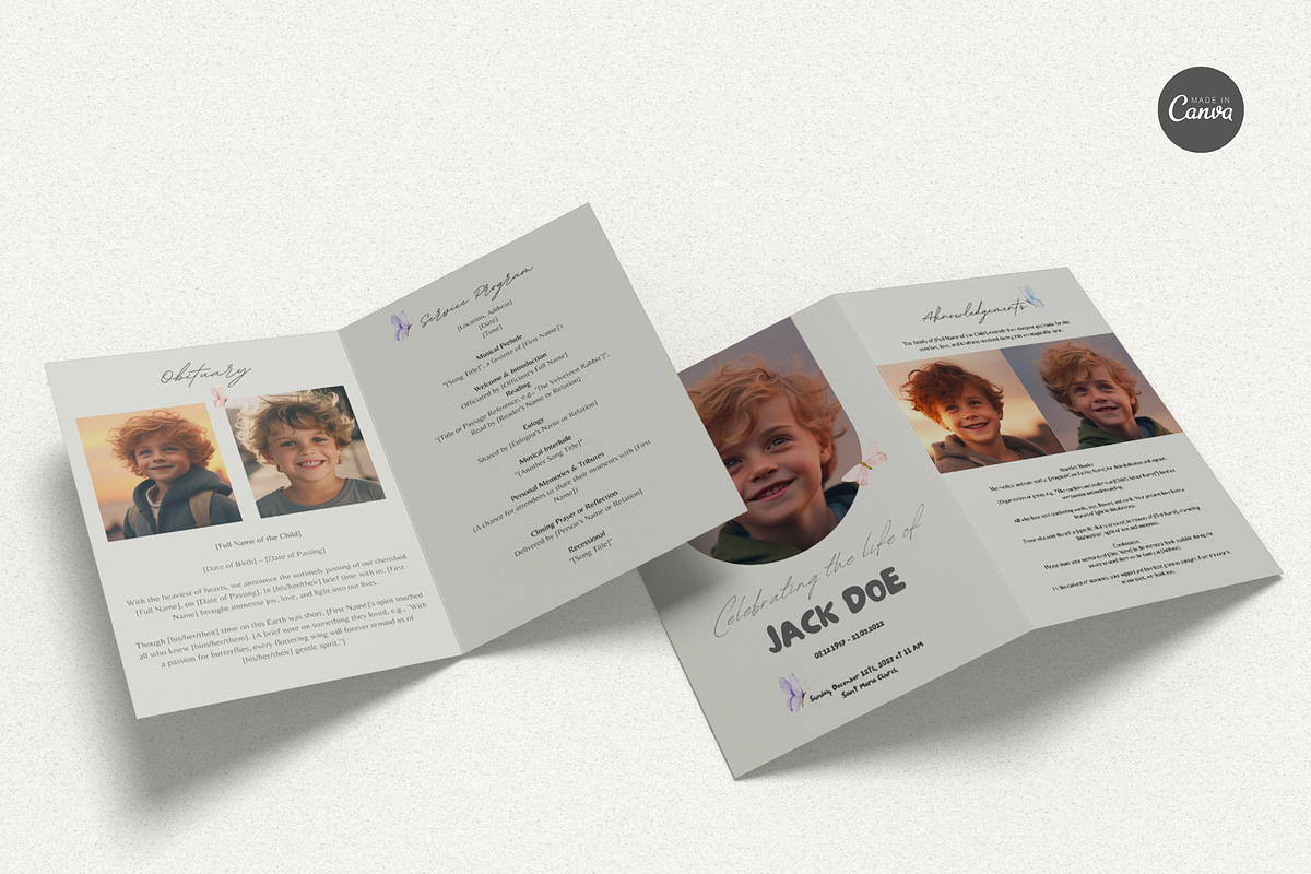 Child Funeral Program Set I Canva, an Invitation Template by The Social Stuff (Photo 6 of 11)