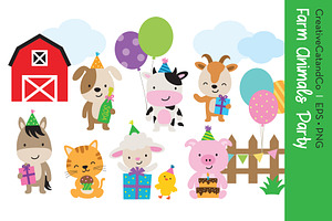 Farm Animals Birthday Party EPS PNG