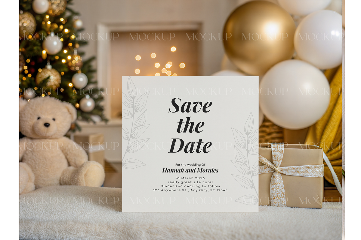 6x6 Holiday Card Scene with Balloons, a Product Mockup by MockupWizard (Photo 2 of 3)