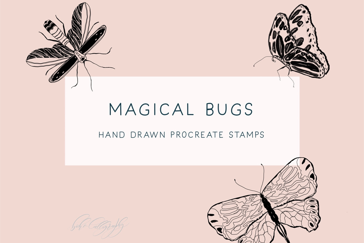 Butterflies and Bugs Procreate Stamp, a Brush Add-On by BohoCalligraphy (Photo 1 of 3)
