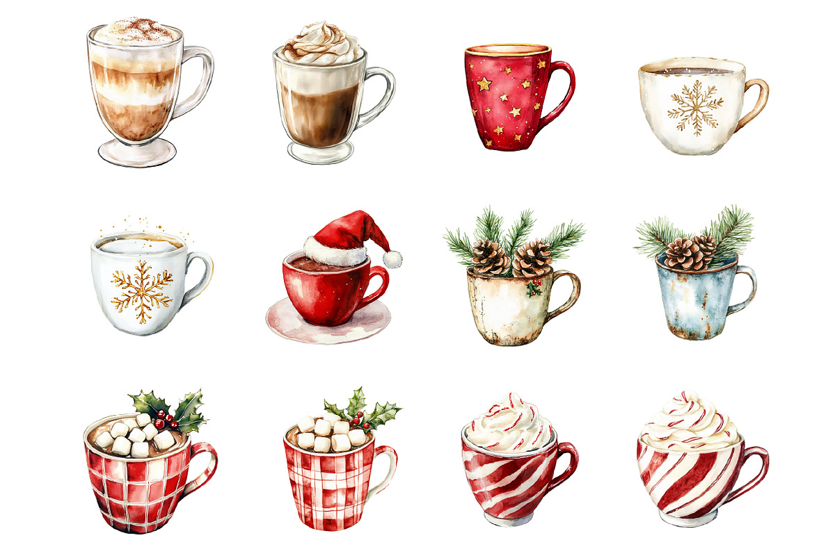 Christmas Coffee Cup Clipart, an Illustration by Design Market (Photo 3 of 3)