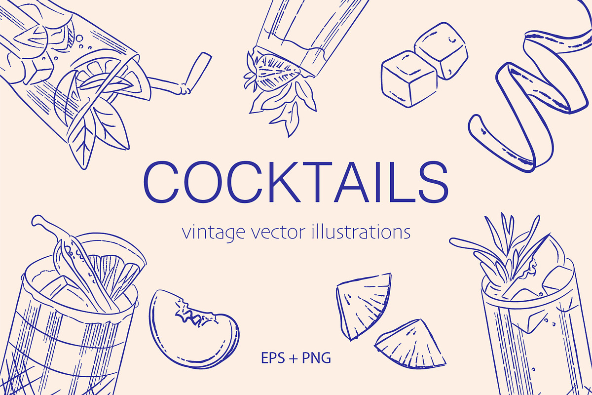 Cocktails vintage illustrations, a Food Illustration by Chaka_32 (Photo 1 of 4)