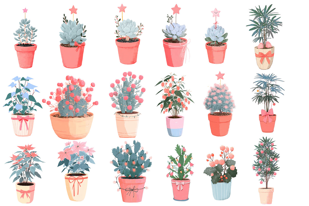 Christmas Houseplant Clipart, an Illustration by Designworld (Photo 2 of 5)