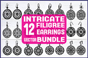 Round Filigree Earrings SVG Set, an Object Graphic by Creativeshirt (Thumbnail 1 of 13)