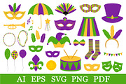 Mardi Gras clipart. Mardi Gras SVG, a Seasonal Illustration by IrinaShishkova (Thumbnail 1 of 6)