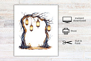 Watercolor Spooky Halloween Frames, an Illustration by Canvas Craft (Thumbnail 8 of 8)
