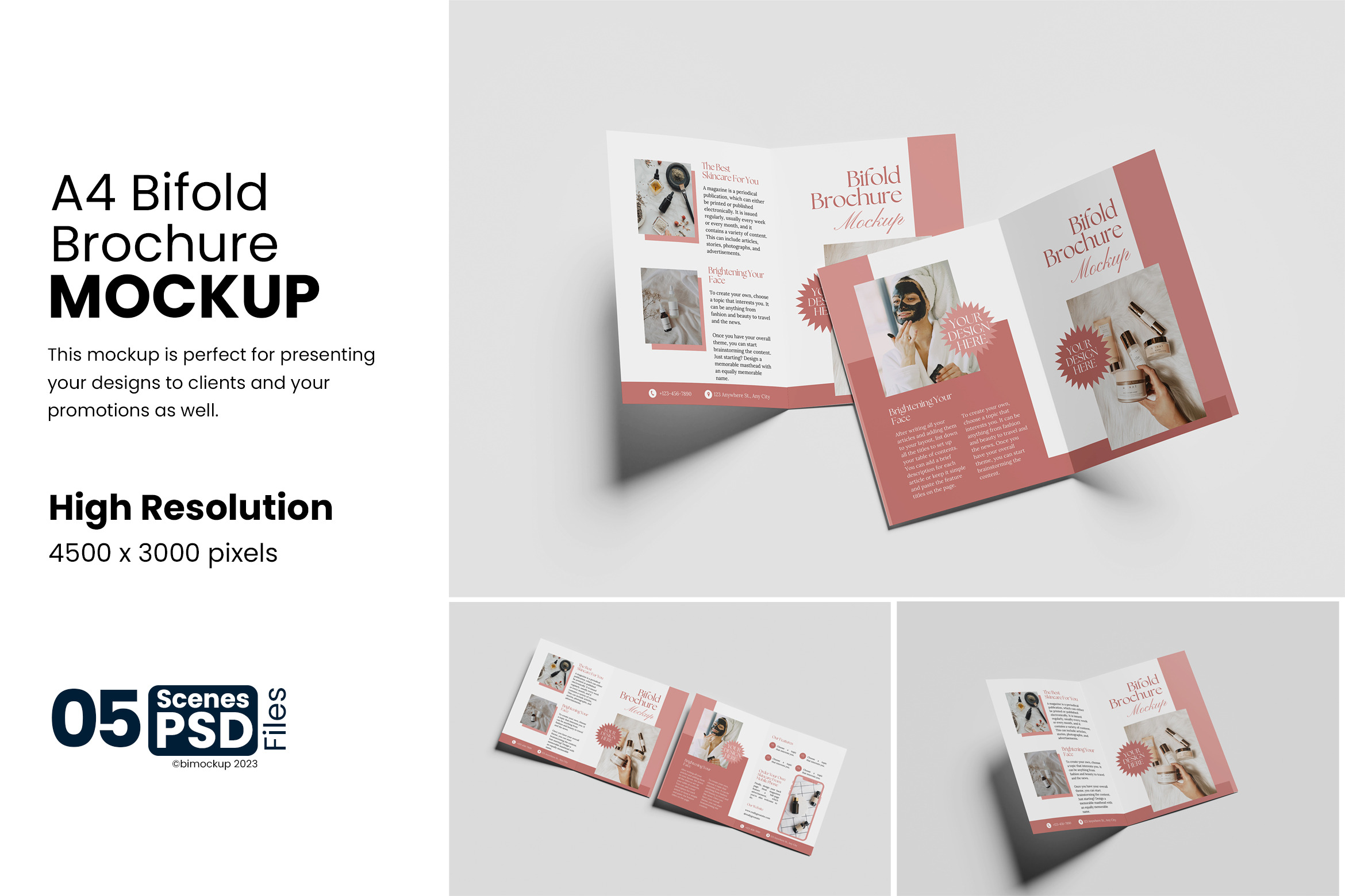 A4 Bifold Brochure Mockup, an Advertising Mockup by bimockup