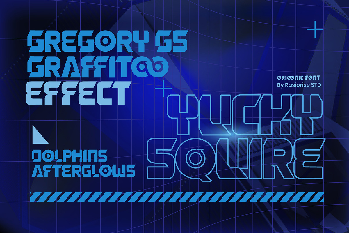 Orioonic a Futuristic Font, a Sans Serif Font by Rasiorise Studio (Photo 6 of 9)