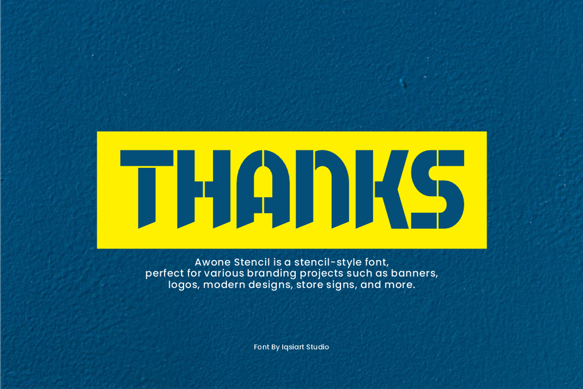 Awone Stencil Font, a Sans Serif Font by Iqsiart Studio (Photo 7 of 7)