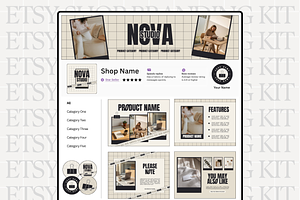 Modern Beige Etsy Shop Kit Template