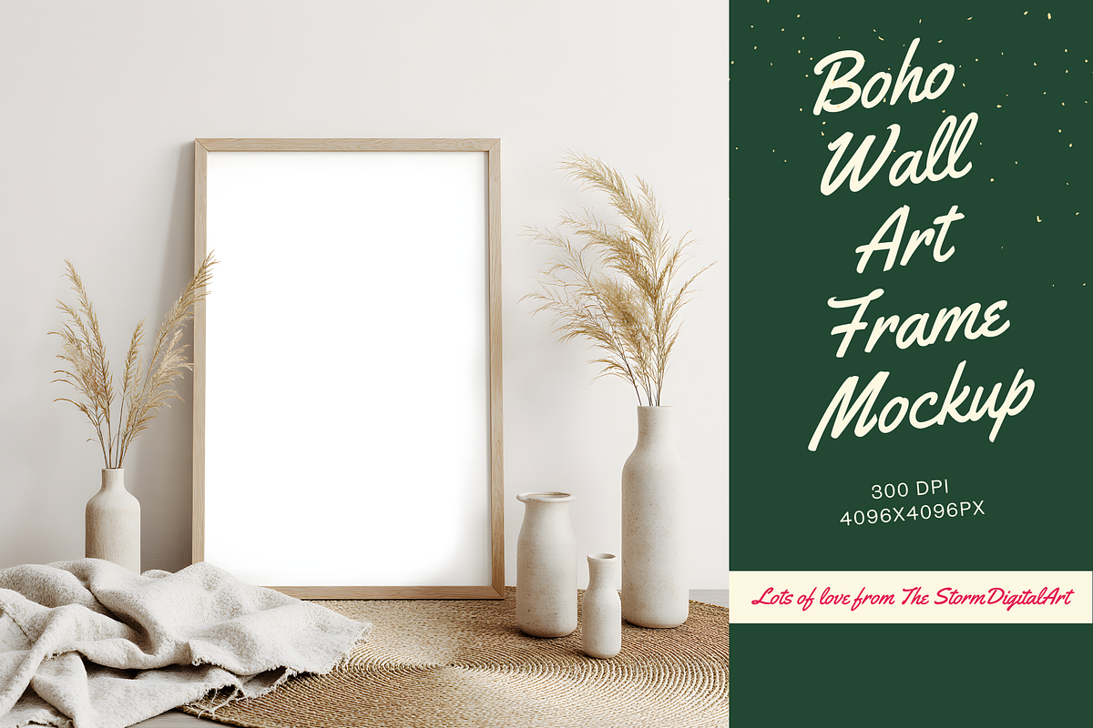 Boho Wall Art Frame Mockup, a Product Mockup by StormDigitalArt (Photo 2 of 2)