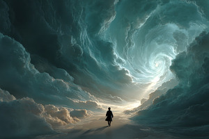 Solitary Figure Walking Towards a Ce, a Photo by Pixeness Studio