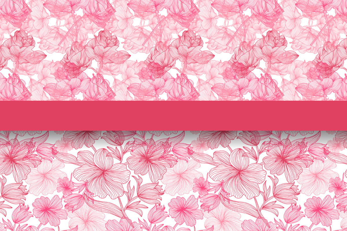 Pink Floral Seamless Patterns Set preview 2