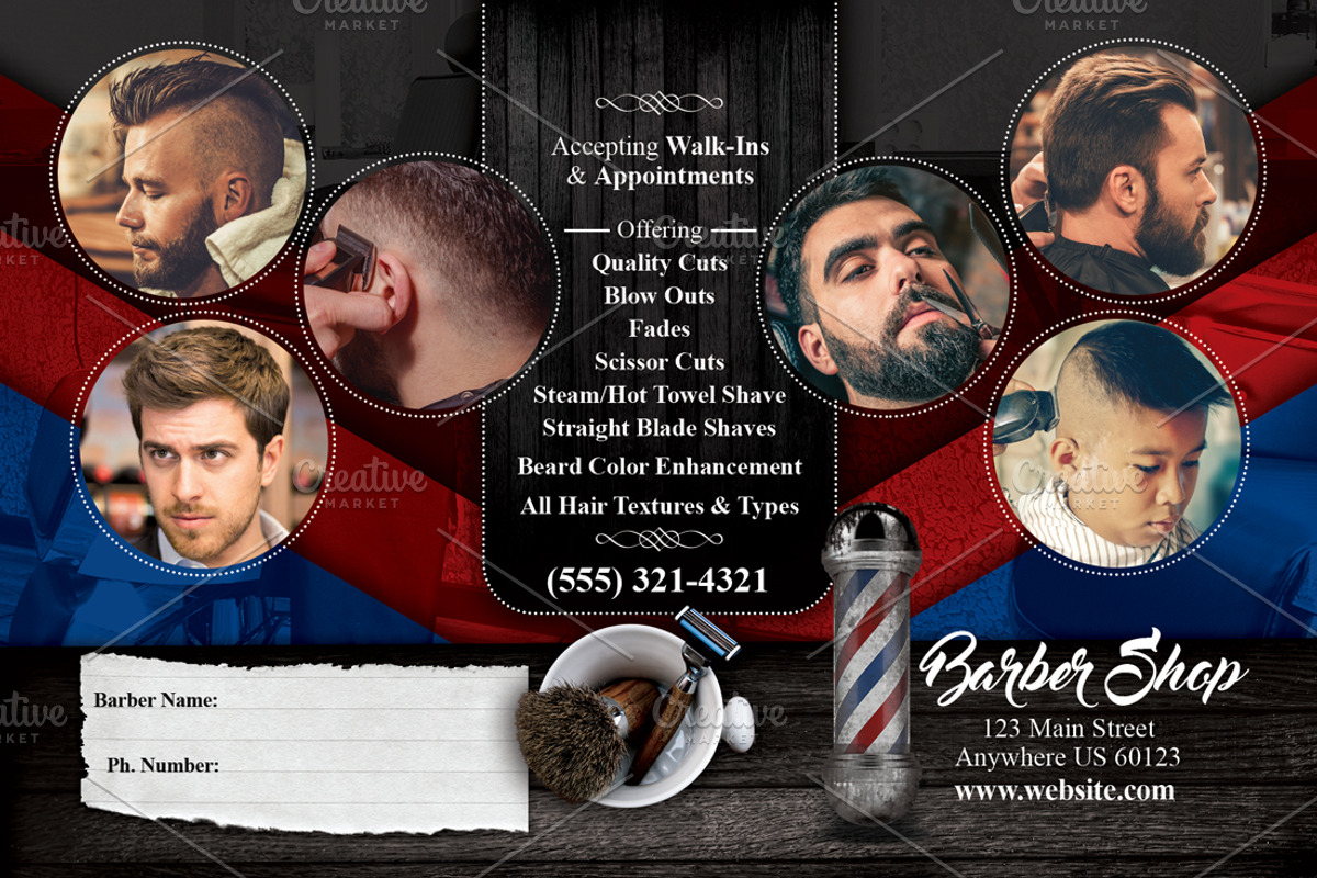 Barber Shop Flyer, a Flyer Template by Nate Bartlett Design (Photo 2 of 3)