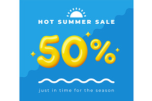 Discount poster with cartoon 3d, an Object Illustration by YummyBuum