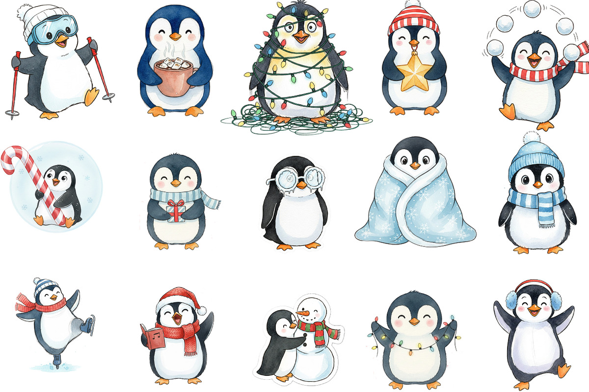 Funny Winter Penguin Sketch Art, an Illustration by Designking (Photo 3 of 5)