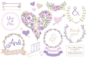 Lavender Vector Vintage Flowers, an Illustration by Amanda Ilkov