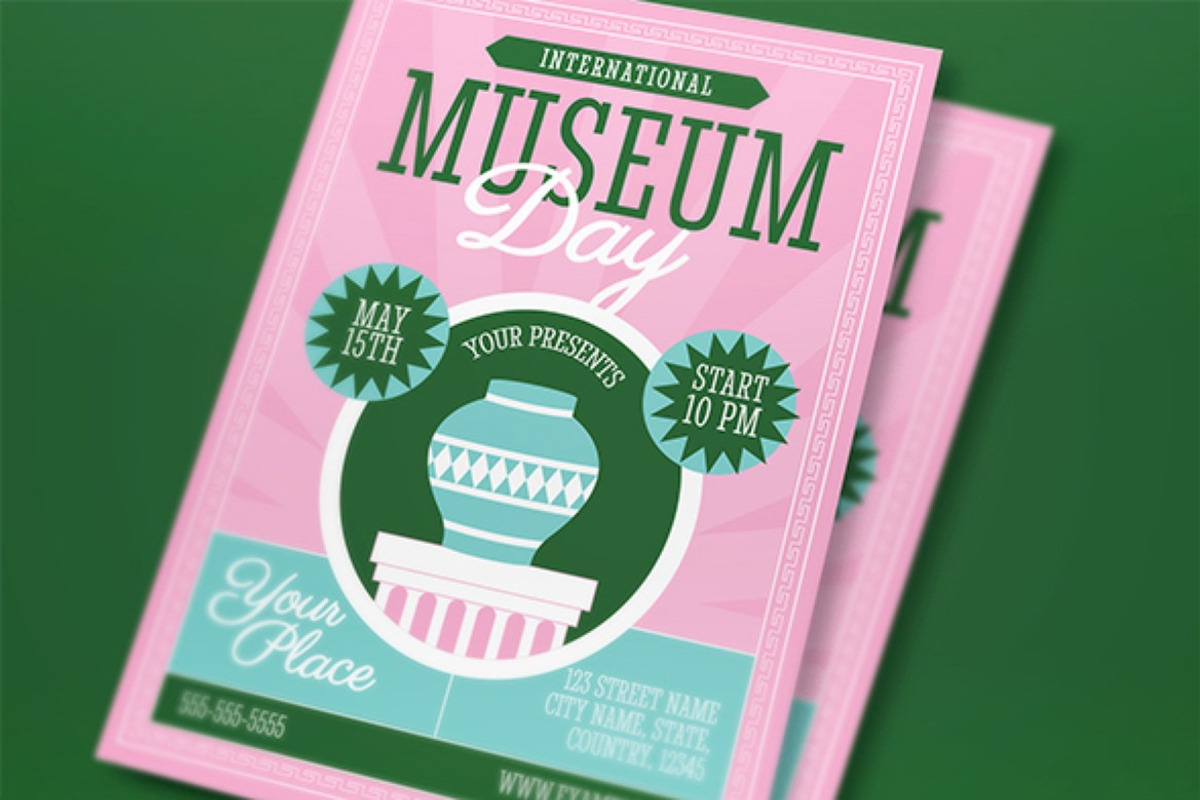 Pink Green Museum Day Flyer Set, a Flyer Template by graphicook (Photo 2 of 3)
