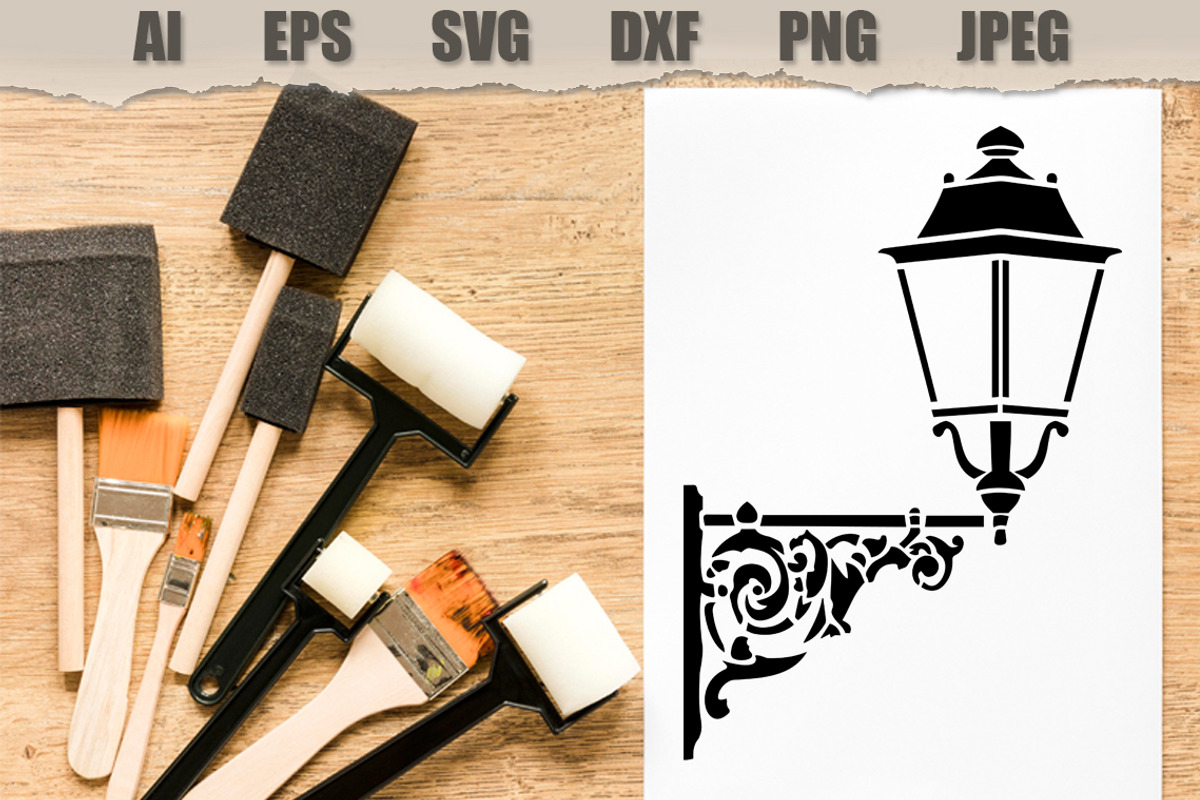 Stencil Vintage Street Lamp, a Decorative Illustration by MARYCRAFTIRIA (Photo 2 of 3)