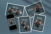 Blue Modern Winter Greeting Card, a Card Template by graphicook (Thumbnail 1 of 4)