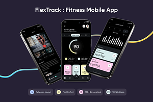 FlexTrack - Fitness App UI Kit, an UI Kit Template by floxui