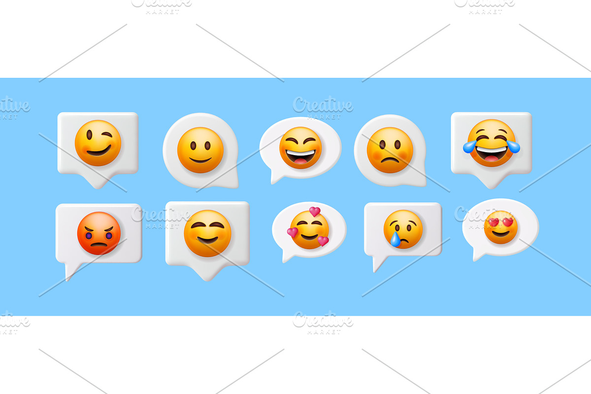Group of 3d vector chat bubbles with, a Technology Illustration by Abscent