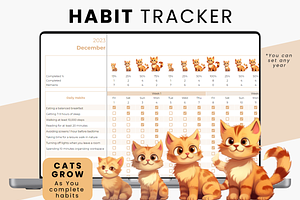 Habit Tracker Google Sheets Cats