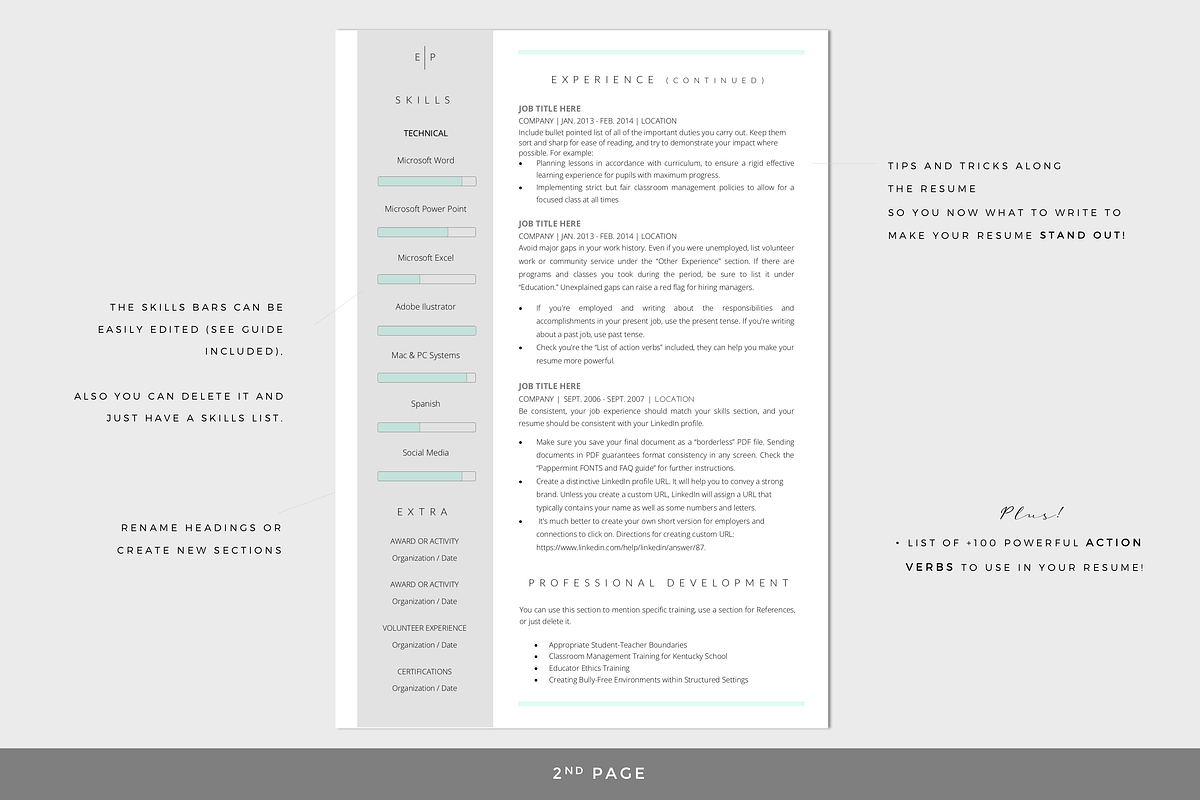 Resume Template for Word / CV, a Resume Template by PAPPERMINT RESUME STUDIO (Photo 3 of 8)