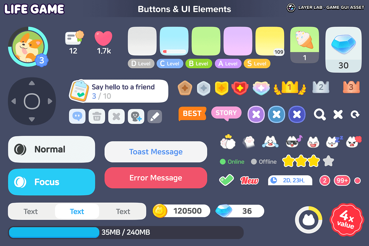 GUI - Life Game, an UI Kit Template by LAYERLAB (Photo 3 of 55)