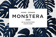 Dark Monstera leaves, an Illustration by Tanya Akhmett (Thumbnail 1 of 7)