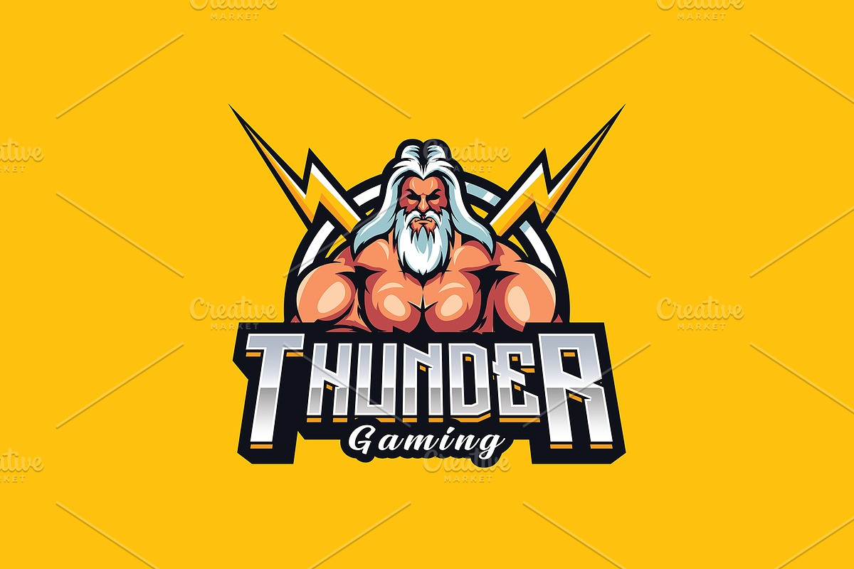 Zeus Thunder Mascot Logo Template, a Branding & Logo Template by HasnainGFX (Photo 2 of 3)