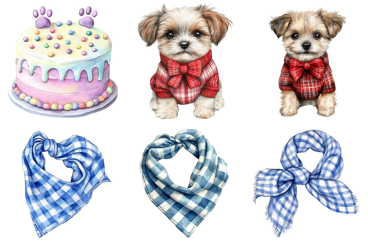 Watercolor Cute Dog Lover Clipart, a Seasonal Illustration by CitraGraphics (Photo 3 of 8)