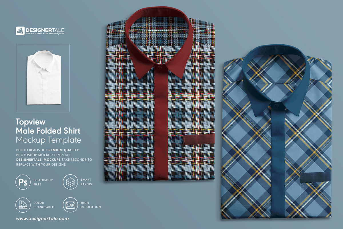 Top-view Male Folded Shirt Mockup, a Shirt Mockup by Designertale (Photo 1 of 8)