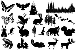 Forest Animal Silhouettes AI EPS PNG