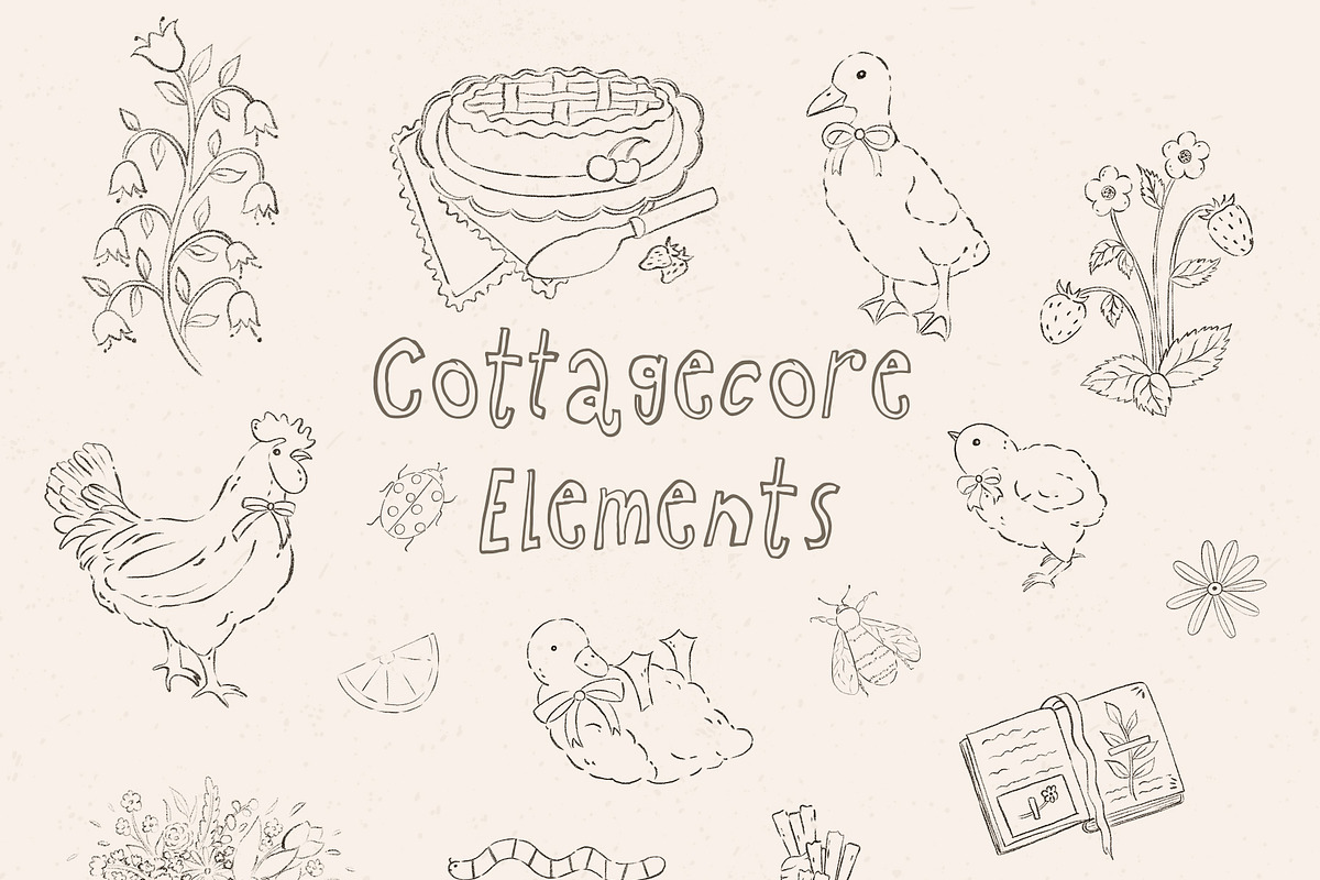 Cottagecore - handdrawn line art set, a Decorative Illustration by Madiwaso (Photo 5 of 9)