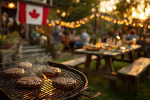 Backyard BBQ Canada Day grilling bur, a Photo by Pixeness Studio