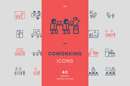 Coworking icons, an Outline Icon by Somewan draws