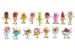 Cartoon ice cream and sundae, a Food Illustration by Vector Tradition