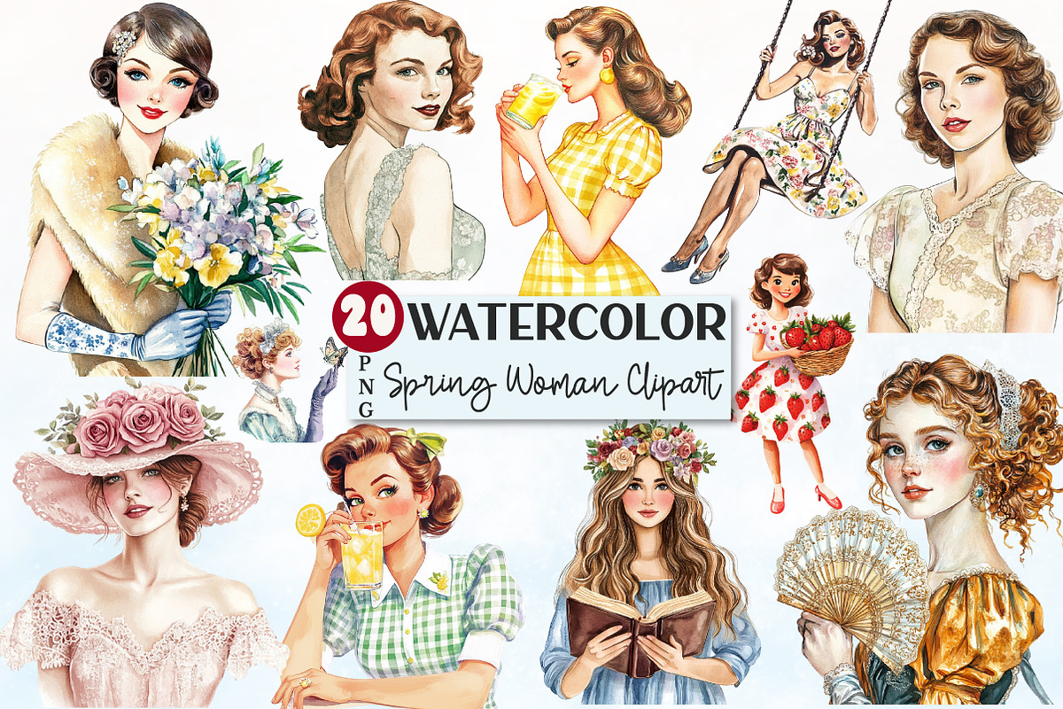Spring Woman Sublimation Clipart, an Illustration by Rose Art (Photo 1 of 4)