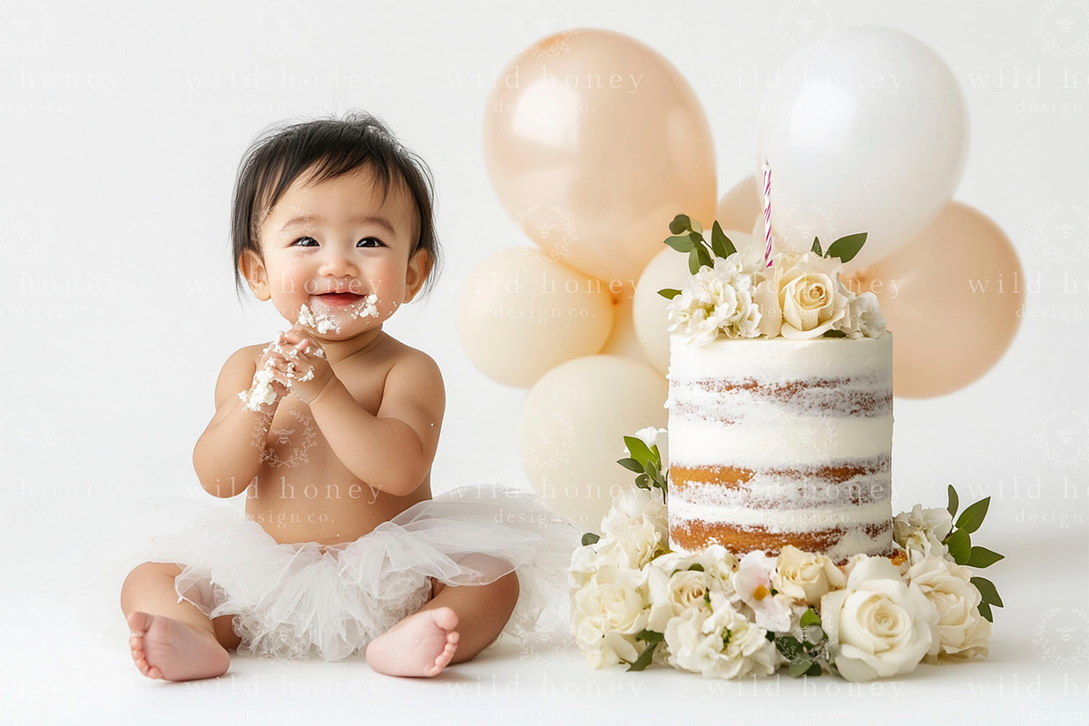 First Birthday Digital Backdrop, a Layer Style Add-On by Wild Honey Design Co. (Photo 1 of 2)