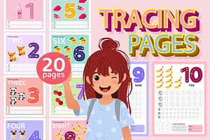20 Number Tracing Pages for Kids, an Education Illustration by IuliiaSavko