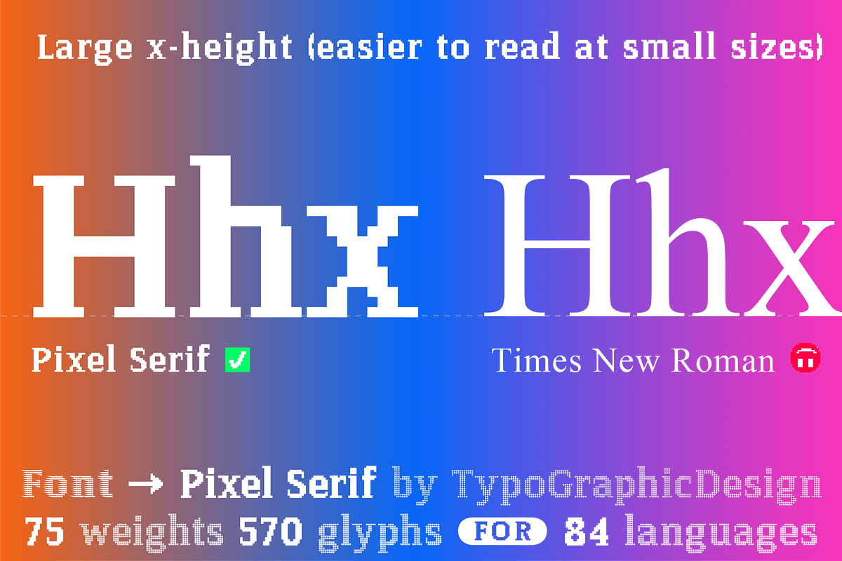 FONT Pixel Serif FLEXIBLE System Typ, a Serif Font by Typo Graphic Design (Photo 6 of 7)