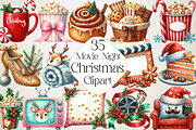 Christmas Movie Night Clipart, an Illustration by DreamPrint404 (Thumbnail 1 of 4)