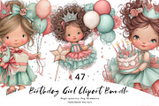 Birthday Girl Clipart Bundle, a Seasonal Illustration by CreationArt (Thumbnail 1 of 7)