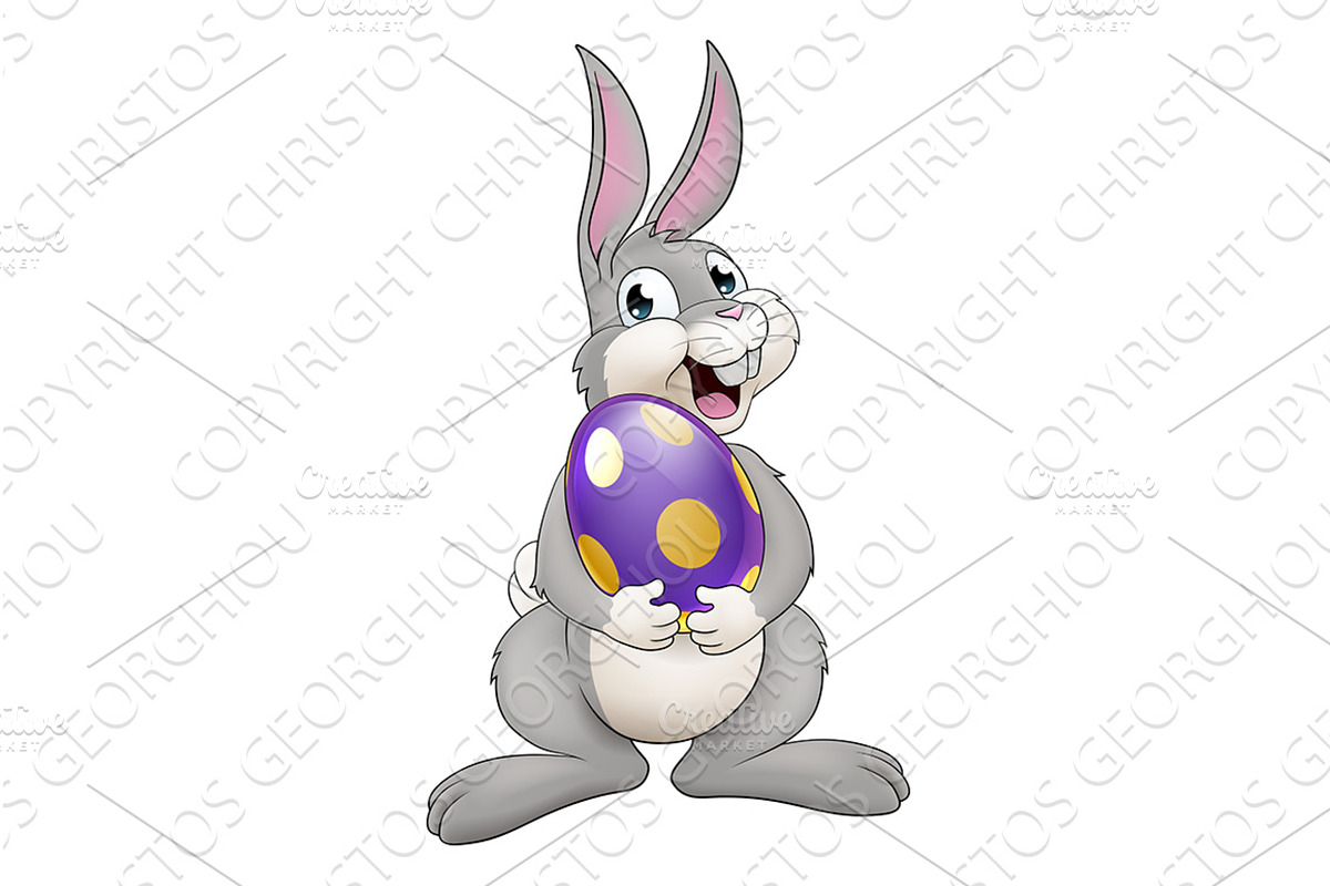 Easter Bunny Cartoon Rabbit With, an Illustration by Christos Georghiou