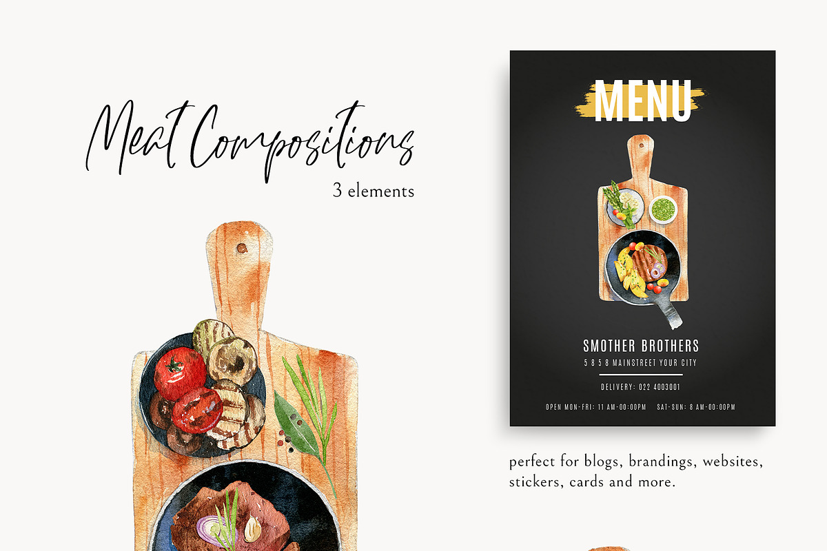 Watercolor Food BUNDLE, a Food Illustration by NiKO (Photo 9 of 25)