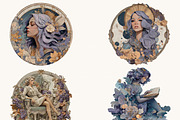 Virgo Lady Clipart Bundle, a Person Illustration by BusyDaydesign (Thumbnail 8 of 9)