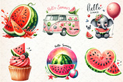 Hello Summer Juicy Watermelon Clipar, an Illustration by Libby Wishes (Thumbnail 3 of 5)