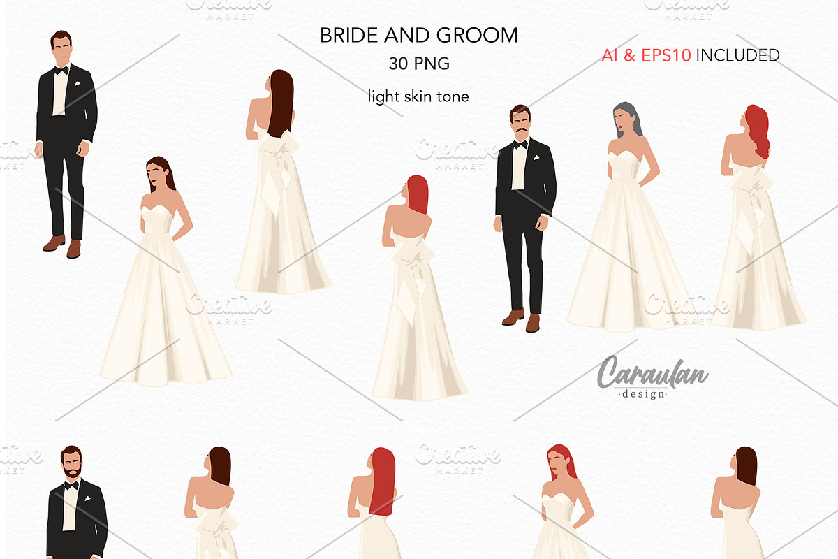 WEDDING DAY CLIPART, a Decorative Illustration by Serghei Caraulan (Photo 4 of 8)